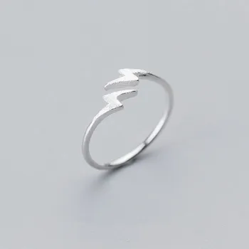 WOOZU Reálne 925 Sterling Silver Minimalistický Lightning Matný Nastaviteľné Prst Prstene Pre Ženy Strany francúzska Hip Hop Šperky Darček