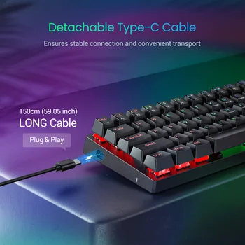 PICTEK PC356 60% Káblové Mechanical Gaming Keyboard LED Rainbow Prispôsobenie Podsvietený Ergonomické Klávesnice pre PC Hráčov FPS