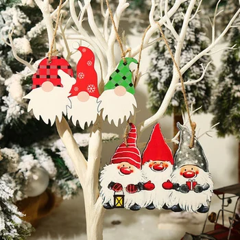 Vianočné 2021 Dreva Gnome Bábika Prívesok Vianočné Dekorácie pre Domov Vianočné Ozdoby Nový Rok 2022 Vianoce Noel Navidad 2021 0