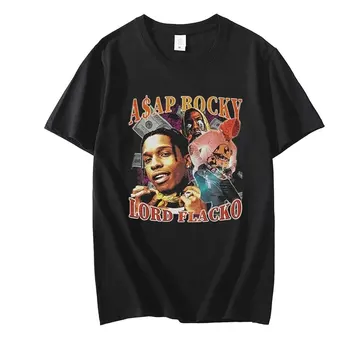 Hot Predaj Asap Rocky T-Shirt Nové Tee Tričko Nadrozmerná Lete Hip Hop Topy Bežné T-shirts Harajuku pánske/dámske Módne Streetwear