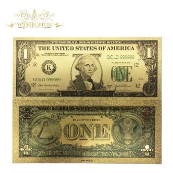 Svet Falošné Peniaze Zber 10pcs/množstvo Dolárových Bankoviek USA 1 Dolárov Zlatej Fólie Bankoviek Bill Mene, Darčeky, Doprava Zdarma
