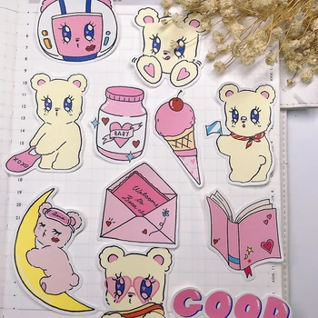 22PCS Ružové medveď účet nálepka list účet materiálu dievča srdce sladké denník dekorácie chladnička skateboard nálepky