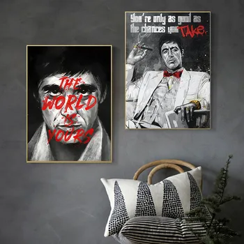 Máte Možnosť Vziať Tony Montana Citácie Plagát Al Pacino Filmové Plátno Tlačiť Maľby Nástenné Art Obraz Domov cuadros Dekor 0
