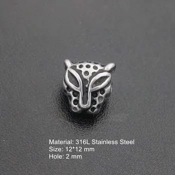 316l Nerezovej Ocele, 2-5mm, Diera Vintage Zvierat Perličiek Leopard Kúzlo Fit Pôvodné Kúzlo Náramok, Náhrdelník DIY Šperky Robiť