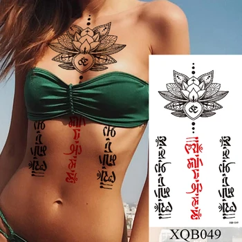 1PCS Nepremokavé Dočasné Tetovanie Nálepky Sanskrte Lotus Flash Tetovanie Kvety Ruže Čipky Totem Body Art Rameno Falošné Tetovanie Ženy Muži