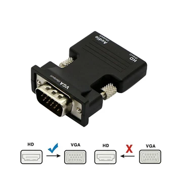 Kompatibilný s HDMI Female na VGA Male Converter, 3,5 mm Audio kábel Kábel Adaptéra 1080P FHD Video Výstup pre PC, Notebook, lcd TELEVÍZOR, Projektor 0