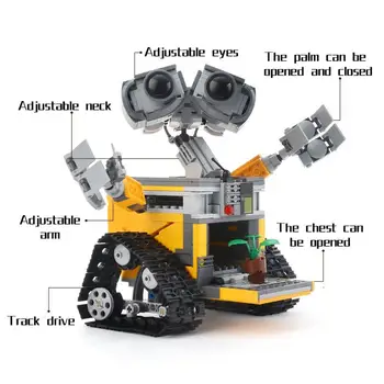 Disney RC Robot 687pcs Stenu E Obrázok Stavebné Bloky High-tech číselné Údaje sa Wall-e Model Diy Vzdelávacie Hračky Pre Deti Deti 2