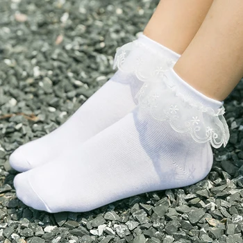 Ženy Harajuku Sladké Retro Čipky Krátke Ponožky Lolita Naberaný Prehrabať Bavlna Princezná Ponožky Dievčatá Mäkké Pohodlné Pevné Členkové Ponožky 4