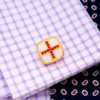 KFLK 2020 Luxusné NOVÉ tričko cufflink pre mužov Značky tlačidlo putá Zlaté putá odkaz Vysokej Kvality Kríž Red Crystal abotoadura Šperky