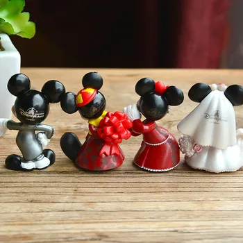 Cartoon Svadobné Mickey Mouse, Minnie Údaje hračky nastaviť Disney Čína červená Svadobnú tortu dekorácie Akcie Svadobný dar hostí