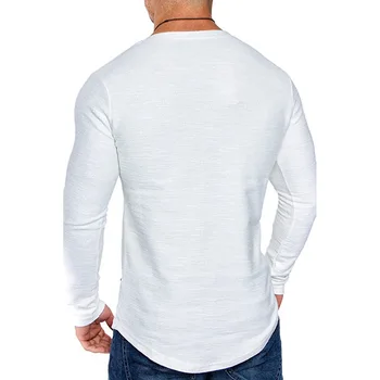 2021 jesenné a zimné nové módne Európskej veľkosť pánske T-shirt módne farbou kolo krku tenkým dlhým rukávom T-shirt pánske 4