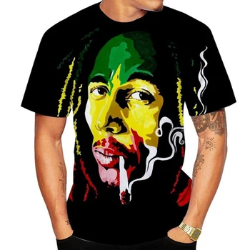Spevák Bob Marley 3D vytlačené pánske T-shirt módne príležitostné letné krátke rukávy ulici Harajuku O-krku, blúzky, nadrozmerné oblečenie