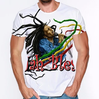Spevák Bob Marley 3D vytlačené pánske T-shirt módne príležitostné letné krátke rukávy ulici Harajuku O-krku, blúzky, nadrozmerné oblečenie 3