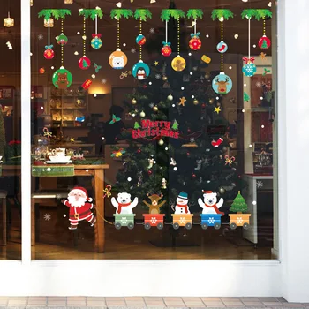 2022 Nový Rok Veselé Vianočné Dekorácie pre Domov Snowflake Chata Stenu, Nálepky stylistom, Sklenené Dekorácie PVC Nálepky Navidad