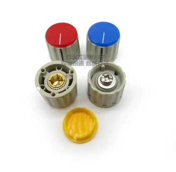 5 ks Kvality gombík potenciometer spínač spp 110E flip zámok, skrutky červená žltá modrá sivá vnútorný otvor 6.4 MM vnútorný otvor
