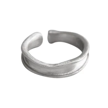 925 sterling silver Európskych a Amerických šperky jednoduchý nepravidelných konkávne konvexný krúžok módny príliv prietok otvoriť krúžok 2