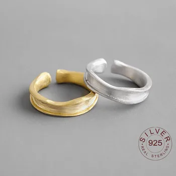 925 sterling silver Európskych a Amerických šperky jednoduchý nepravidelných konkávne konvexný krúžok módny príliv prietok otvoriť krúžok 3