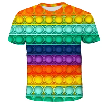 Roztomilý Rainbow T-Shirt Tlač Street Fashion Farba Oblečenia Dievča 3D T-Shirt Deti Letné Oblečenie T-Shirt Chlapcov Deti T košele, Topy