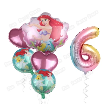 1 nastavte Disney Morská víla Ariel balóny princezná fóliový balón 32Inch Číslo baby girl vzduchu baloes narodeninovej party dekor deti hračka 0