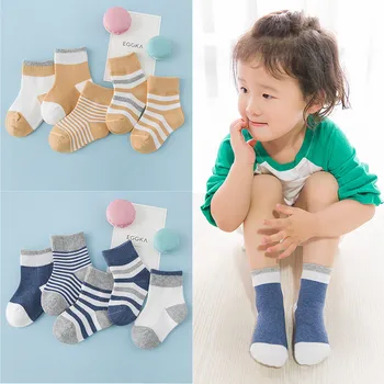5 Pair=10 KS /veľa Baby Ponožky Novorodeneckého Jeseň Zima Bavlna Fashion Stripe Obyčajný Pruhy Deti, Dievčatá, Chlapcov Deti Ponožky 0