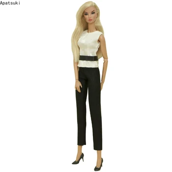 Biela Čierna Office Lady Módne Oblečenie Set pre Bábiku Barbie Oblečenie 1/6 Bábiky, Príslušenstvo Top Shirt Tesné Nohavice Nohavice Hračky