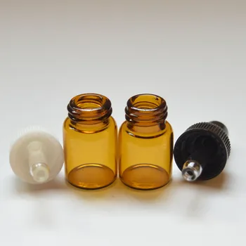 Veľa 20pcs 2ml Amber Malé Sklenené Kvapkadla Fľaše Na Esenciálny Olej Parfum malé prenosné fľaše 5