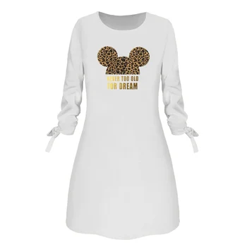 Kawaii Mickey Mouse Šaty Disney 7 Farebné Šaty Minnie s Lukom Módy Sexy Jeseň Mini Sundresses Polovičný Rukáv Ženy Oblečenie