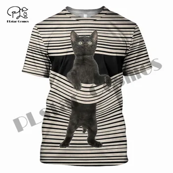 PLstar Vesmíru 3DPrint Najnovšie Black Cat Lebky Jedinečný Muž/Žena Unisex Harajuku Streetwear Bežné Funny T-Shirt Krátkym Rukávom R-1 5