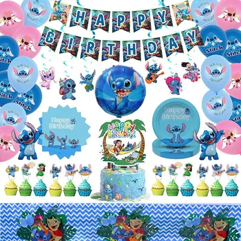 Disney Steh Téma Strana Navrhne Jednorázový Riad Papier Pohár Doska Obrúsky Banner Pre Deti Narodeninovej Party Dekor Baby Sprcha