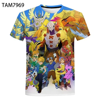 Digimon Letné Nový Detí Anime 3D Krátky Rukáv T-Shirt Tlač Bežné Študent Ulici Trend Mužov a Žien Originality, Top 0