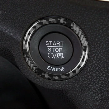 Auto Black Carbon Fiber Motora Tlačidlo Výbava Štart Stop Zatlačte Kryt Spínača Nálepky vhodné pre Dodge Nabíjačku 2011 2012 2013