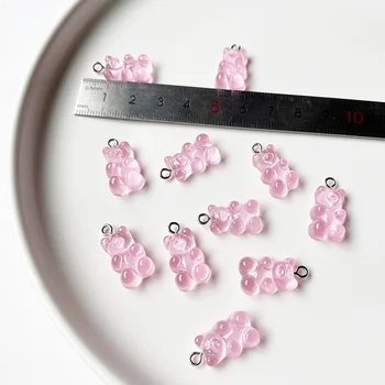 10Pcs Crystal Candy Medveď Prívesok Charms pre Náhrdelník Náramok, Náušnice, Šperky, Takže DIY Zistenia Roztomilý Živice Nesie Veľkoobchod 0