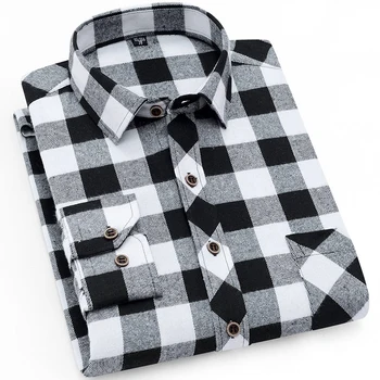 2021Fall Nové Smart Casual Mužov Flanelové Kockované Košele Značky Muž Obchodné Office Tričko s Dlhým Rukávom Vysoko Kvalitné Oblečenie