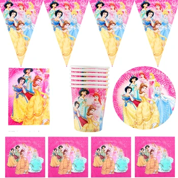 51pcs/veľa Snow White Princezná Tému Obrus Detské Narodeninové Party Vlajky Dosky, Poháre Zdobiť Dievčatá, Deti Láskavosti Riad Nastaviť 0