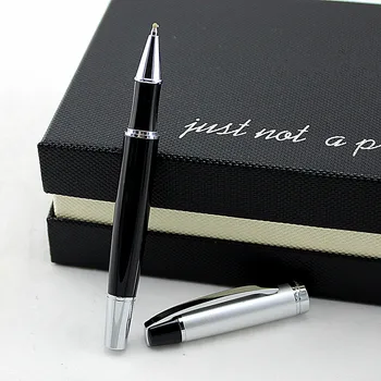 Vysoko kvalitný kovový Roller guličkové Pero, Čierna Perá Strieborný Klip Rollerball Luxusné Kovové Pero na Písanie Dodávky kancelárske potreby