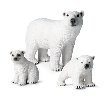 Pevné Polar Bear Family Zvierat Obrázok Zberateľskú Hračky Voľne Žijúcich Zvierat Akčné Figúrky Deti Plastové Hračky Cementu 3