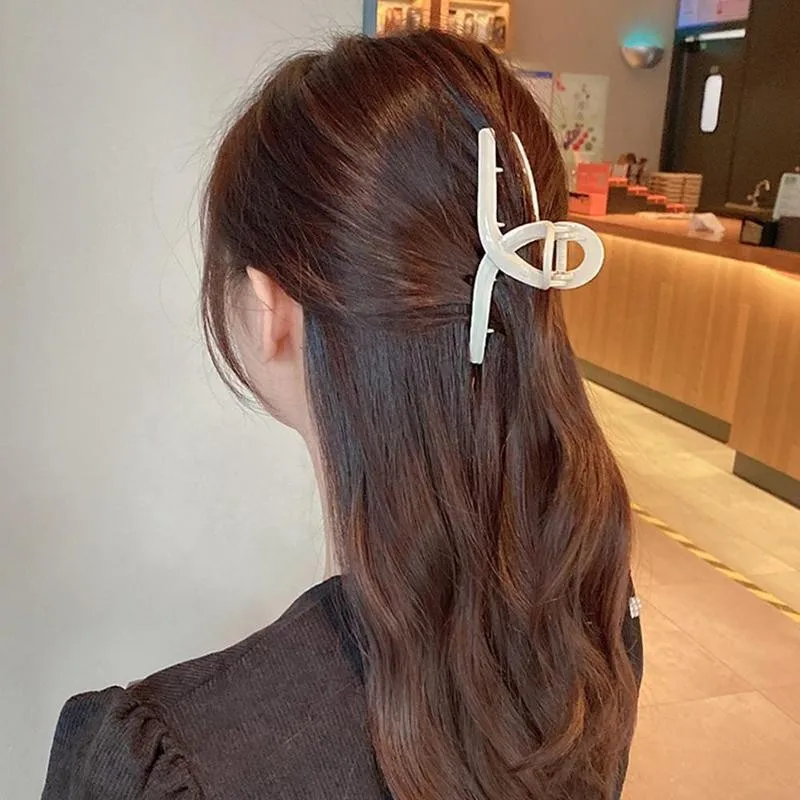 Akryl Transparentný Kríž Femme Morandi Farba Veľké Späť Vedúci Chytiť Klipy Kórejský Krabie Klepetá Vlásenky Odolné Boutique Headdress 5