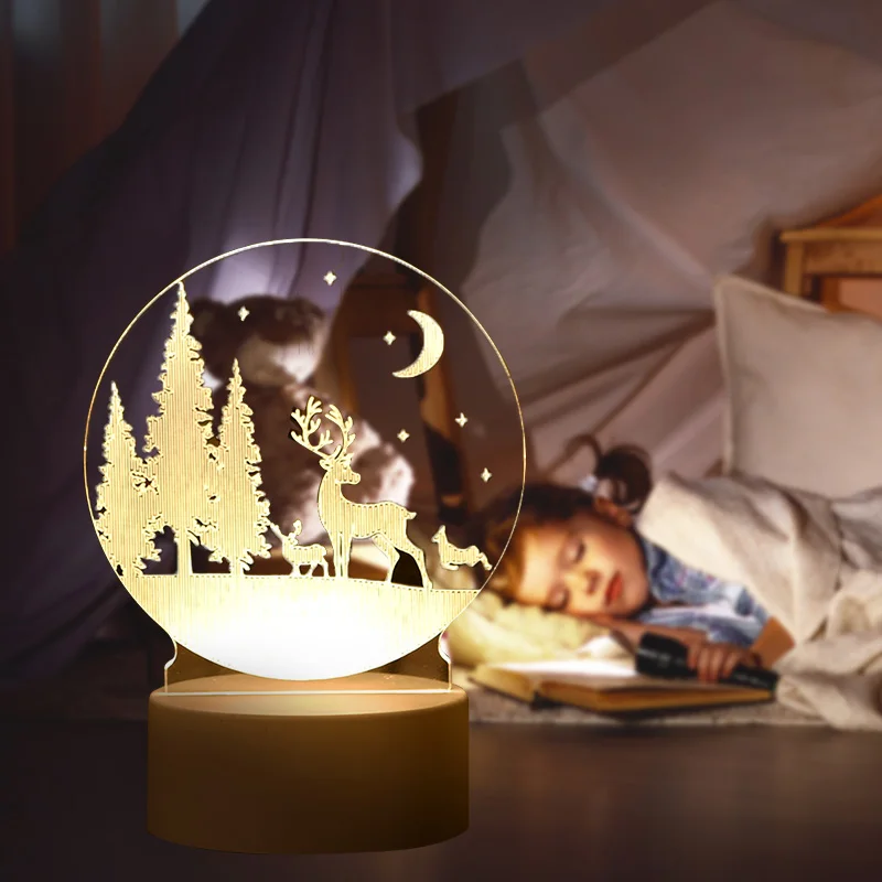 Akrylových 3D LED USB Nabíjateľné Nočné Svetlá Pre Deti Spálňa Stôl Izba Vianočné Dekorácie 2022 Tvorivosti Nový Rok Darčeky 5