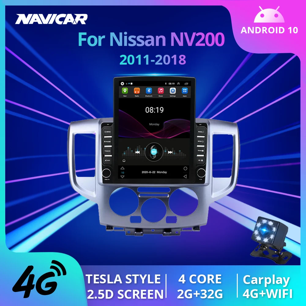Auto Multimedia Player, Auto Radio Na Nissan NV200 2011-2018 GPS Navigácie 2 Din Android10.0 Car Stereo Prijímač Carplay DSP 5