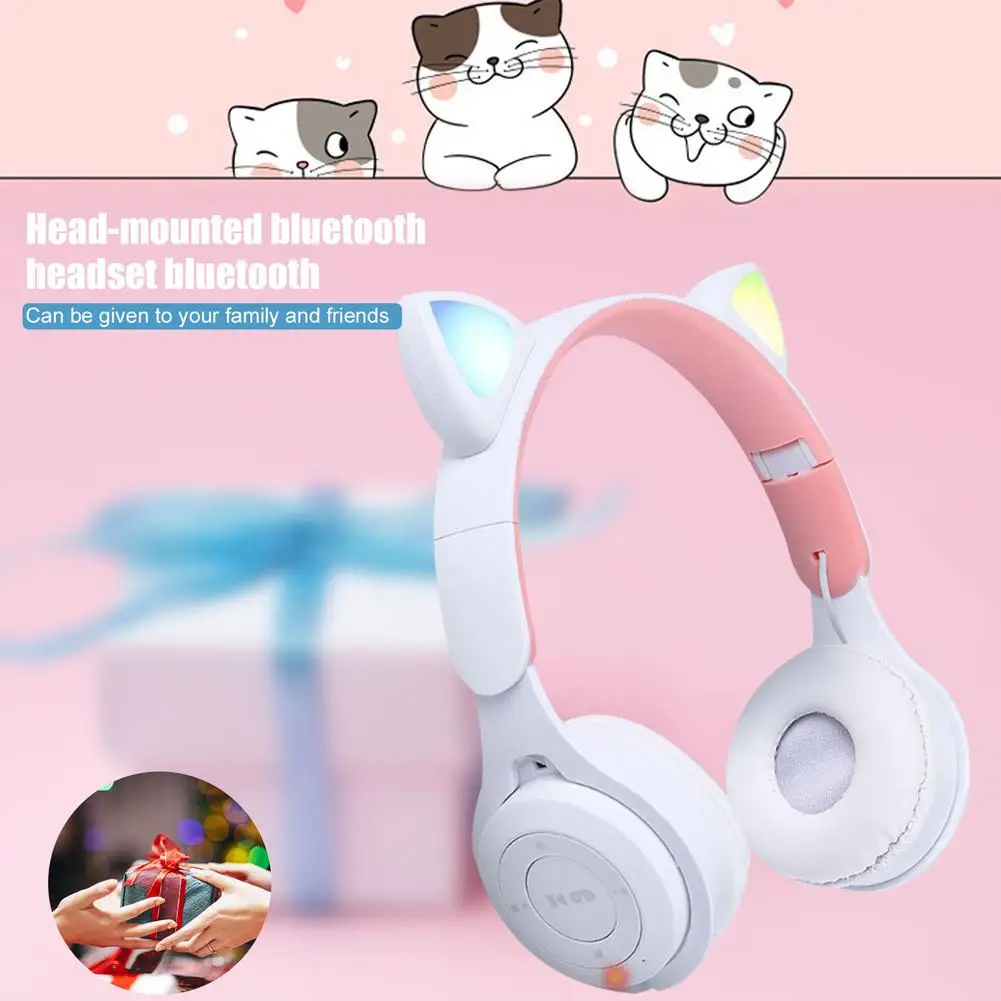 Bleskové Svetlo Roztomilé Mačacie Uši, Bezdrôtové Bluetooth Slúchadlá S Mikrofónom, Môžete Ovládať LED Chlapec Dievča Stereo Hudby Prilba Telefónu Headset Darček 5