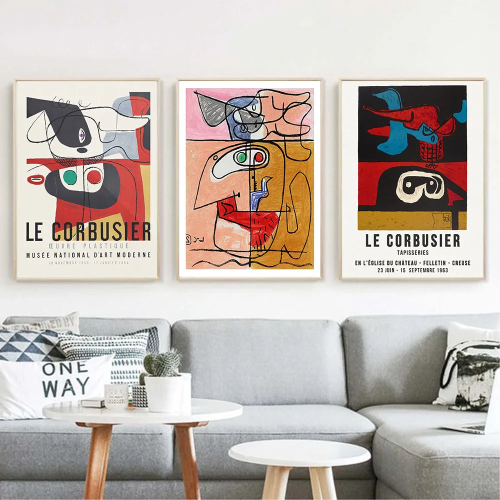 Francúzsky Le Corbusier Výstava Abstraktné Maliarske Plátno na Stenu Umenie Nordic Plagáty a Potlačou obrazov na Stenu pre Obývacia Izba Dekor 5
