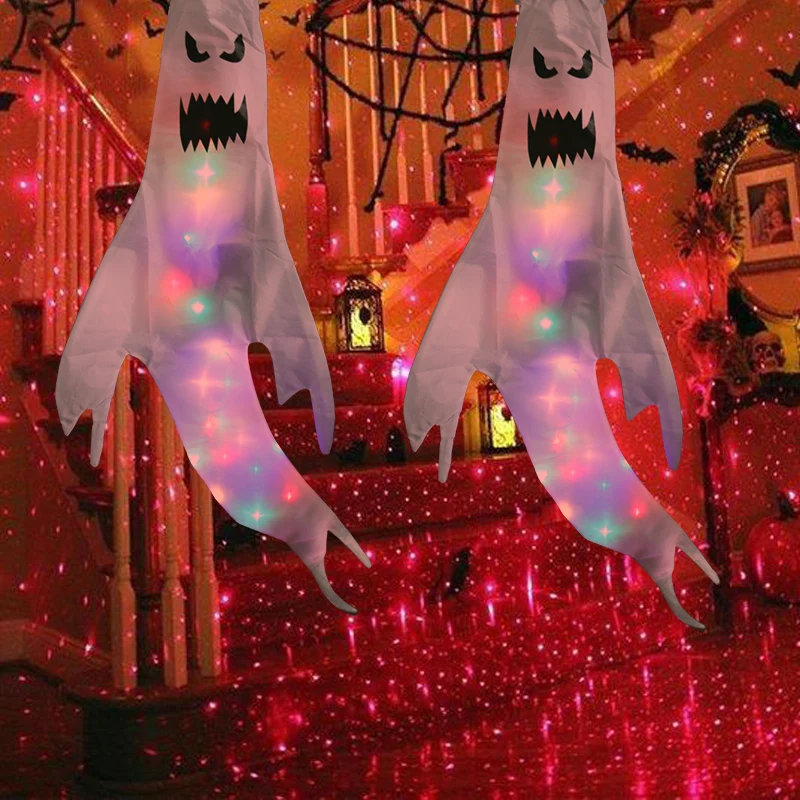 Halloween Ghost Windsock LED Svetlo závesné Prívesok Halloween Domov Vonkajšie Dekorácie Strašidelné Ghost Vlajka Strašidelný Dom Hrôzy Prop 5
