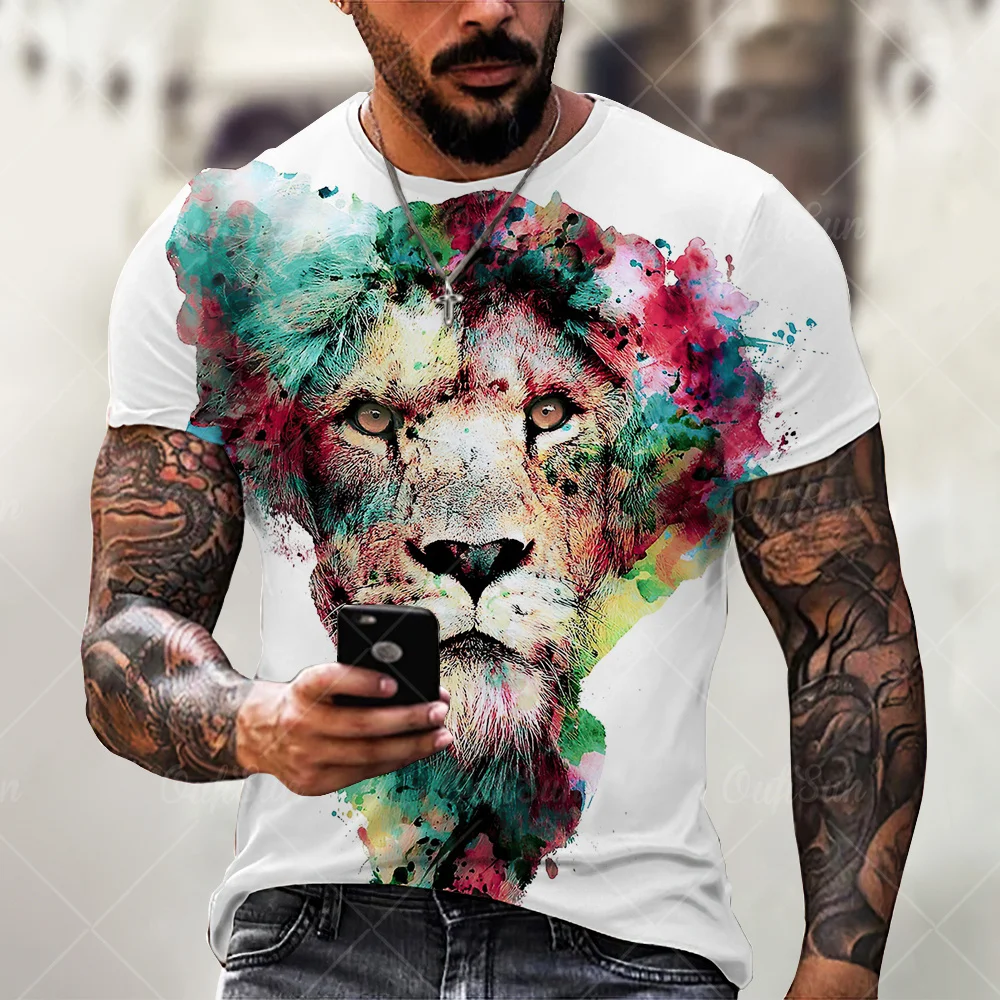 Letné Výbuchu Hip Hop Lev T Shirt Muži Ženy 3D Vytlačené Veľkými T-shirt pánske Harajuku Štýl Krátke Sleeve Tee Topy 5