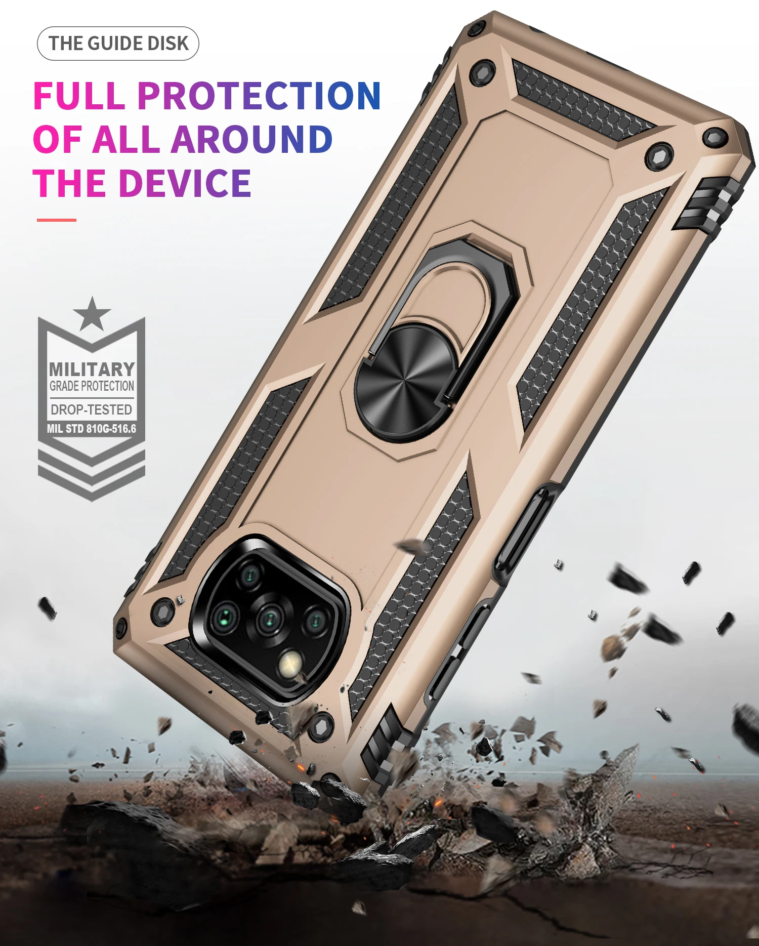 Luxusné Shockproof Brnenie S Krúžok Držiak Auta Magnetické Ochranné Telefón puzdro Pre Xiao Redmi K40 Poco X3-X2, F2, F3 Pro NFC Kryt 5