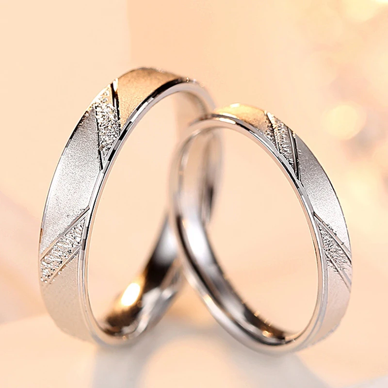 Moderné Snubné Prstene Čistý 925 Sterling Silver Šperky Príslušenstvo Milovníkov Mikro-Peeling, Striebro Pár Prstene pre Ženy / Muži 5