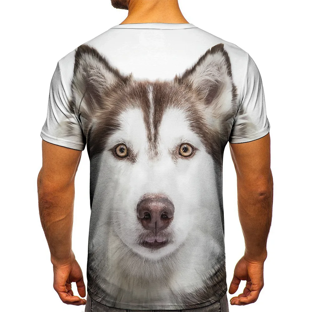 NOVÉ 3d Tlač T-shirt pre Mužov Roztomilý Aljašský Pastier Záprahových Psov Buldog Pohode Priedušná Krátke Rukávy Trendy Bežné Tričko 5
