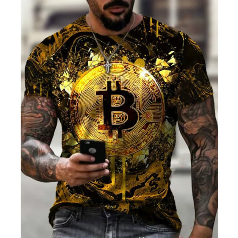Nové Letné Mužov Ulici Trend Bežné Streetwear Módy T-Shirt Muž Krátke Rukáv Voľné Tee Bitcoin Classic Slim O-Krku Pulóver 5
