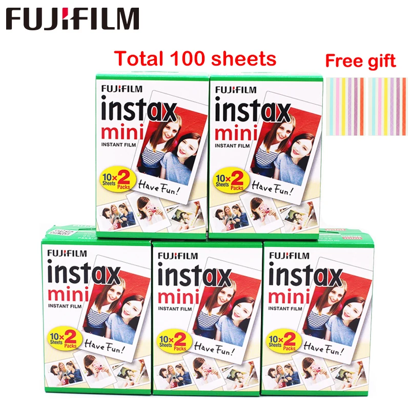 Originálne 100 Listov Fujifilm Fuji Instax Mini Biely Film Instant Foto Papier Pre Instax Mini 11 7 7 8 9 70 25 Fotoaparát SP-1 2 5