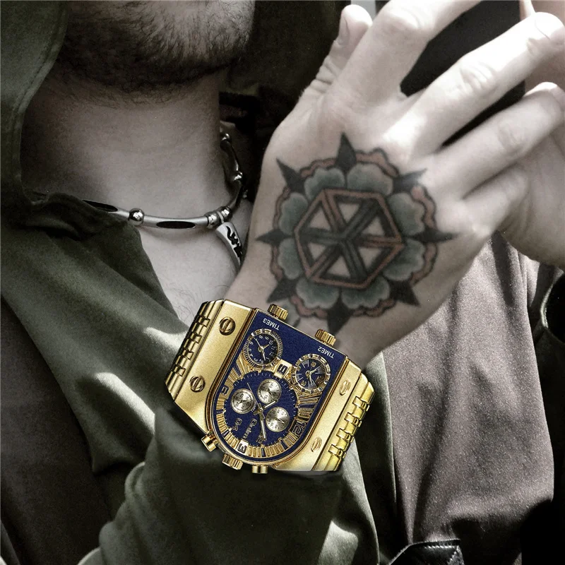 Oulm HT9315 Quartz Hodinky Muž Vojenské Náramkové hodinky 5