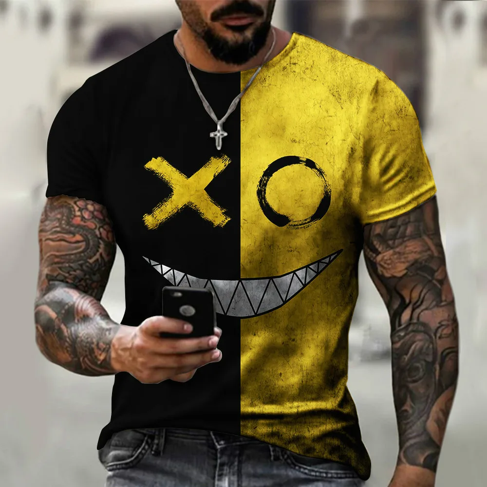 Pánske 3D vytlačené T-shirt legrační tvár smiley hip-hop vytlačené na krátke puzdre tričko nadrozmerné ulici športové priedušná nový štýl 2021 5